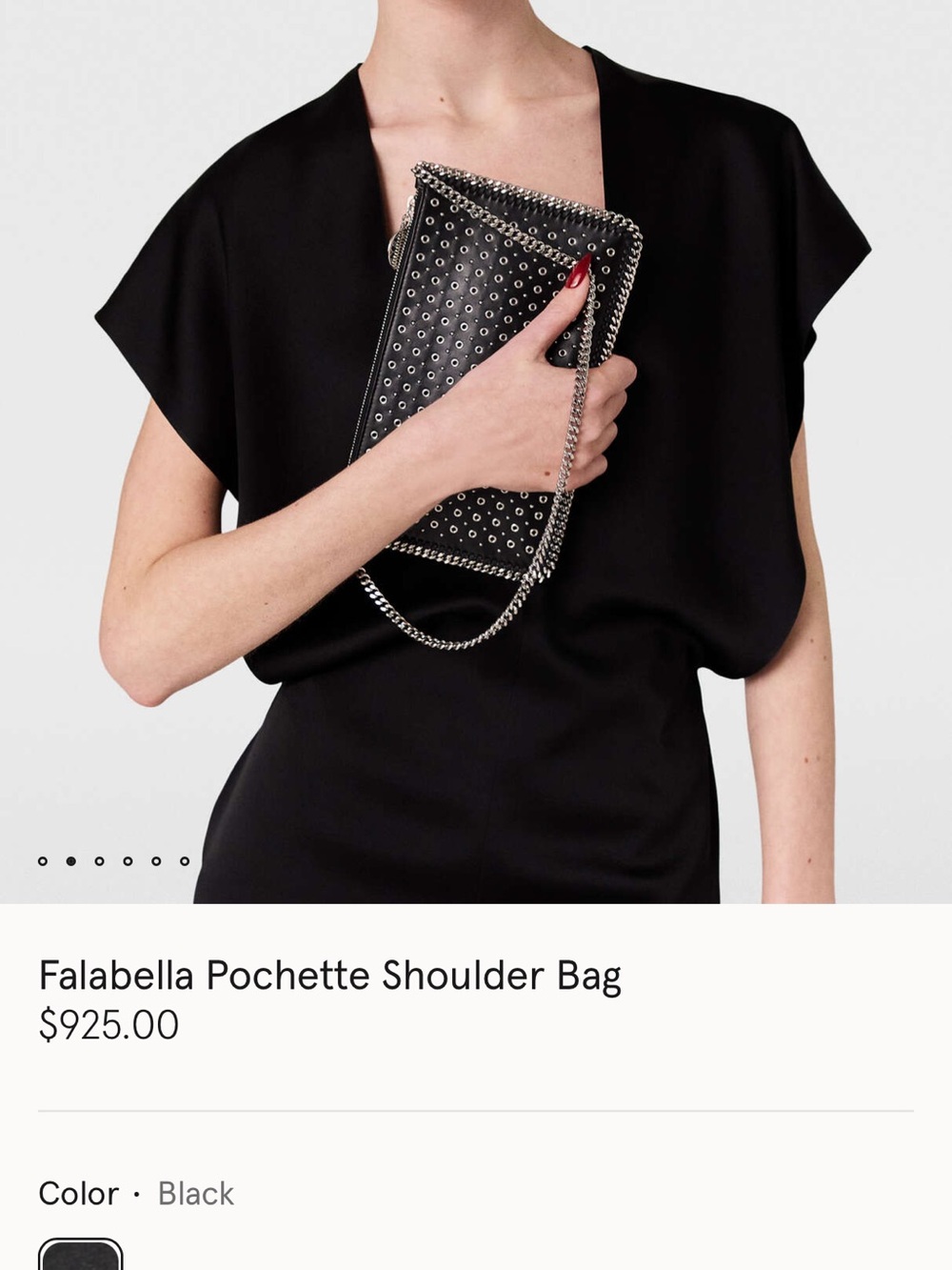 Stella McCartney Black Eyelet-Stud Chain Clutch - Picture 5 of 13